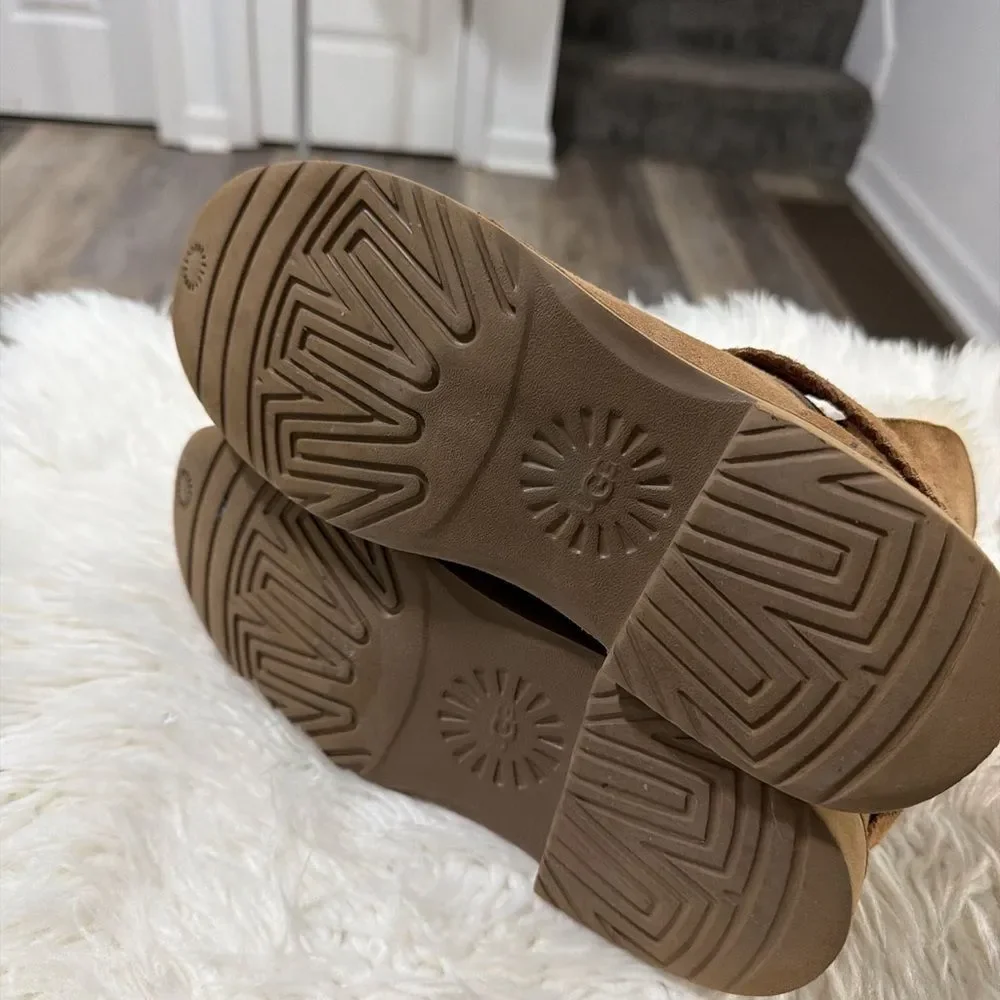 UGG Tan Suede Slippers with Cream Fur